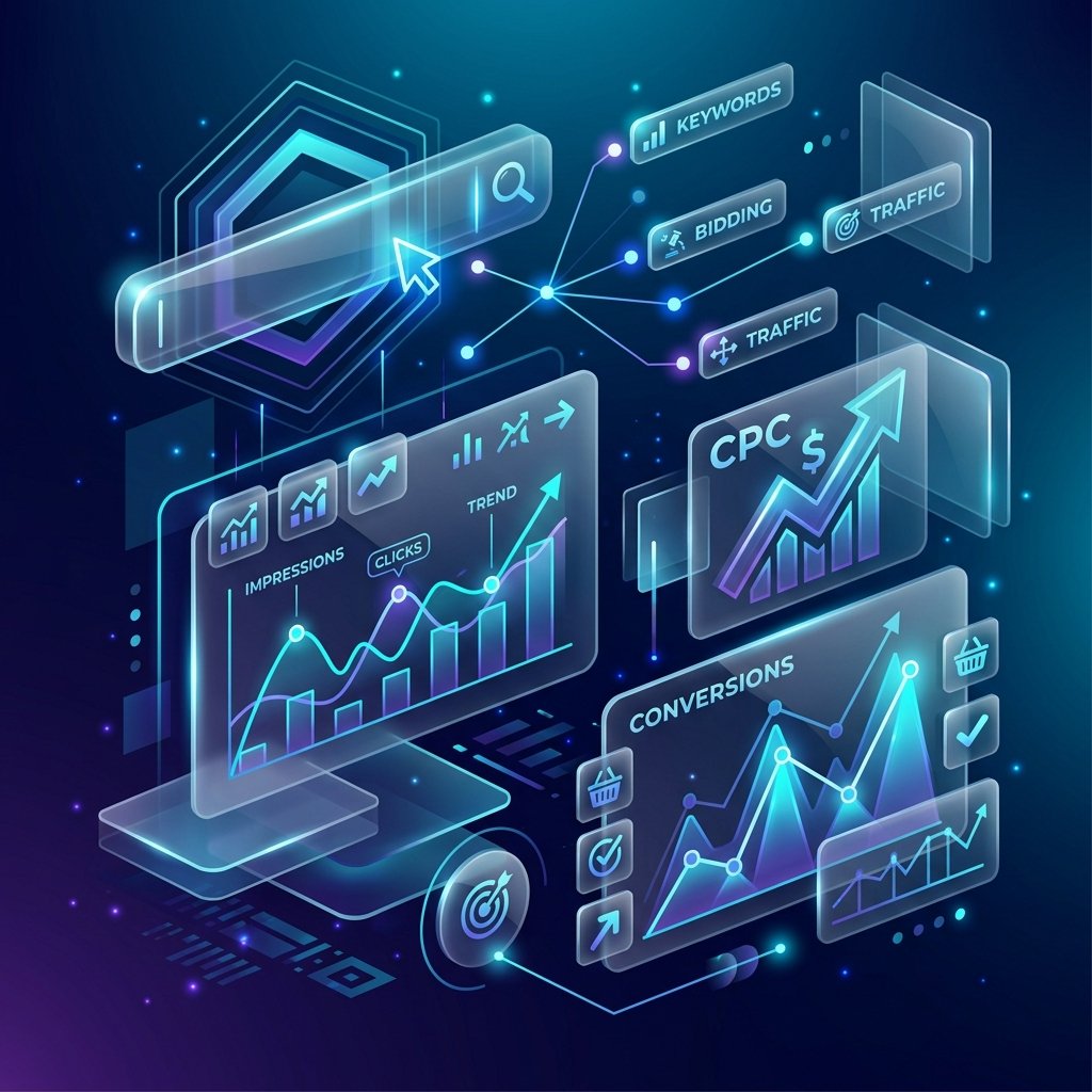 Search Engine Marketing PPC Campaign Illustration
